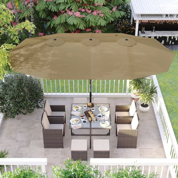 Parasol - Ekstra stor haveparasol - oval markise - brun