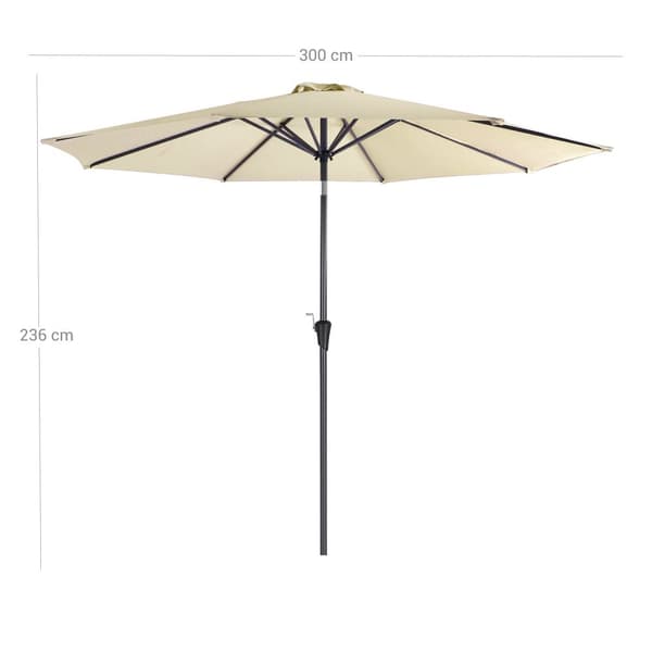Parasol - Ø 300 cm - ottekantet - med slinger - beige