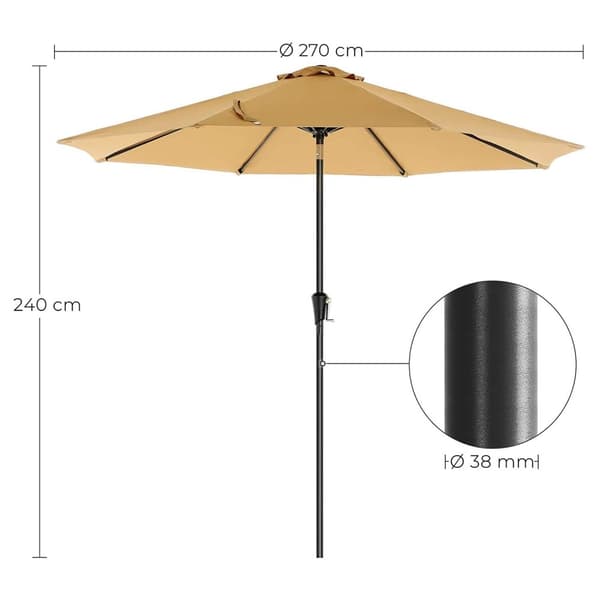 Parasol - Terrace Parasol - Auringonvarjo - Auringonsuojelu - Taupe