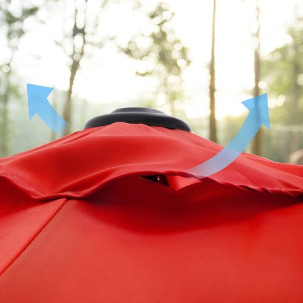 Parasol - Ø 300 cm - Octagonal - Tiltable With Crank - Red