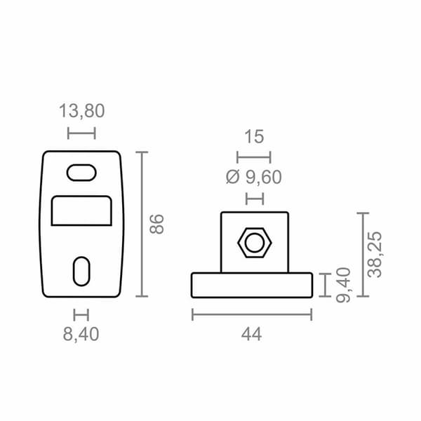 Stöd för markis Micel TLD02 Vit 4,4 x 3,82 x 8,6 cm Vägg 2 Delar