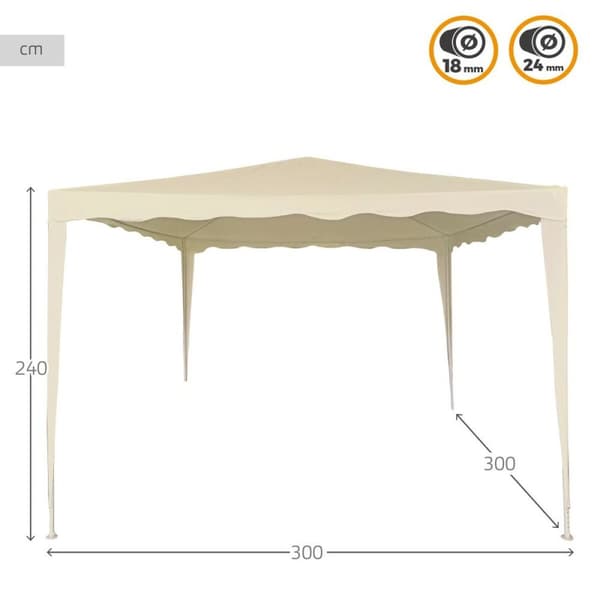 Gazebo Aktive 300 x 240 x 300 cm Metall Polyester Kräm