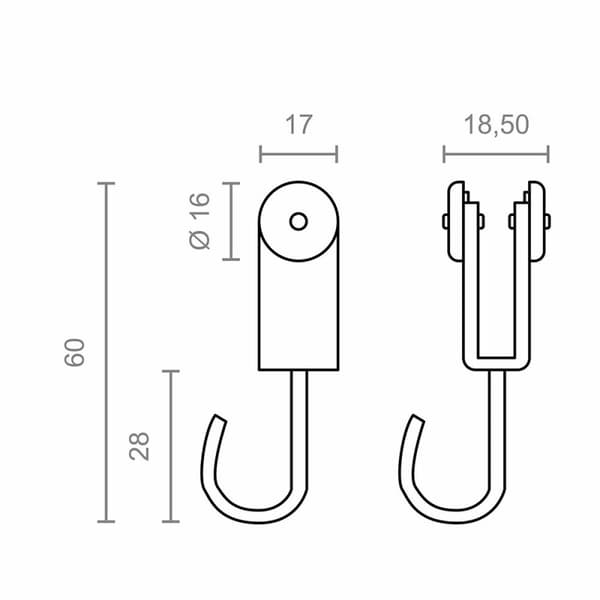Pergolan hihnapyörä Micel TLD17 Ruostumaton teräs 18,5 x 17 x 60 mm Ulkopuoli 2 osaa