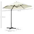 Pikkukuva 3 / 7: Rootz Cantolever Parasol - Ulkon sateenvarjo - Puutarhan auringonvarjostin - UV -suoja - halkaisija 256 cm - beige - 100 cm: n pohja