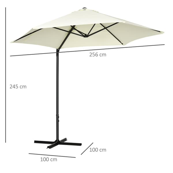 Rootz Cantolever Parasol - Ulkon sateenvarjo - Puutarhan auringonvarjostin - UV -suoja - halkaisija 256 cm - beige - 100 cm: n pohja