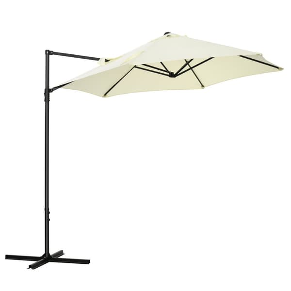 Rootz Cantolever Parasol - Ulkon sateenvarjo - Puutarhan auringonvarjostin - UV -suoja - halkaisija 256 cm - beige - 100 cm: n pohja