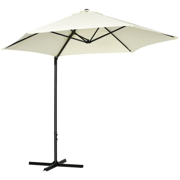 Rootz Cantolever Parasol - Ulkon sateenvarjo - Puutarhan auringonvarjostin - UV -suoja - halkaisija 256 cm - beige - 100 cm: n pohja