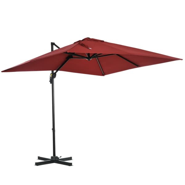 Rootz Siirtynyt neliömäinen parasoli - Patio -sateenvarjo - Puutarhakatos - UV -suojattu - 2,45L x 2,45W x 2,48H M - PUNAINEN