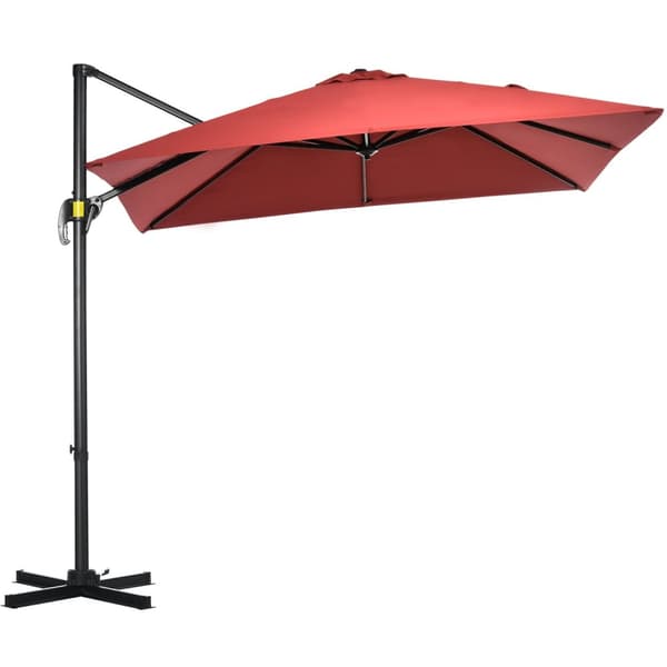 Rootz Siirtynyt neliömäinen parasoli - Patio -sateenvarjo - Puutarhakatos - UV -suojattu - 2,45L x 2,45W x 2,48H M - PUNAINEN