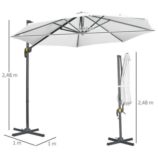 Rootz Free Arm -palasoli - Ulko auringonahvikko - Puutarhan sateenvarjo - 360 ° pyörivä - Ø 2,94m x 2,48m
