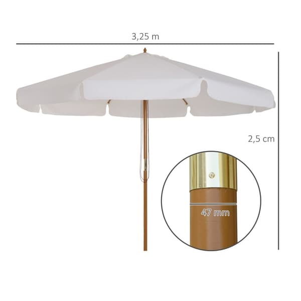 Rootz Suuri pyöreä puutarha parasoli - ulkoilmavartija - Parveke - Optimaalinen auringonsuoja - Ø 3,25 x 2,5h m
