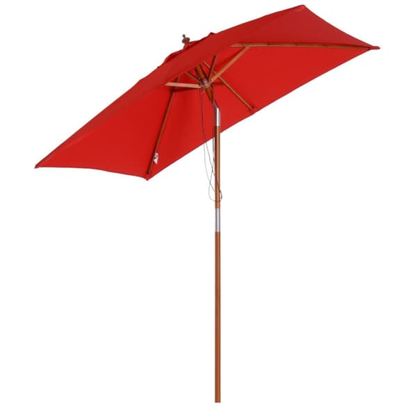 Rootz Suorakulmainen bambu -parasoli - Ulkona sateenvarjo - kallistettava auringonvarjo - Optimaalinen auringonsuoja - 2L x 1,5W x 2,35H M
