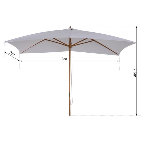 Rootz Suorakulmainen puutarha -parasoli - Patio -sateenvarjo - Auringonvarjostin ulkona - Auringonsuojaus - 3L x 2W x 2,5H M