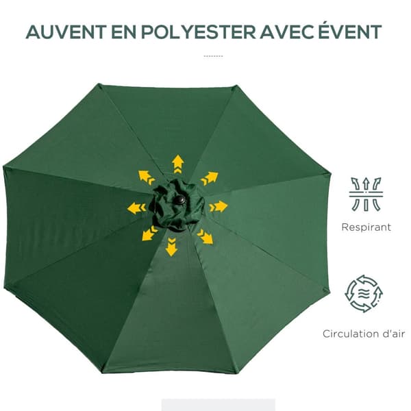 Rootz Round Garden Parasol - Patio Sunshade - Kallistus parveke sateenvarjo - UV -suoja - 295 cm x 250 cm