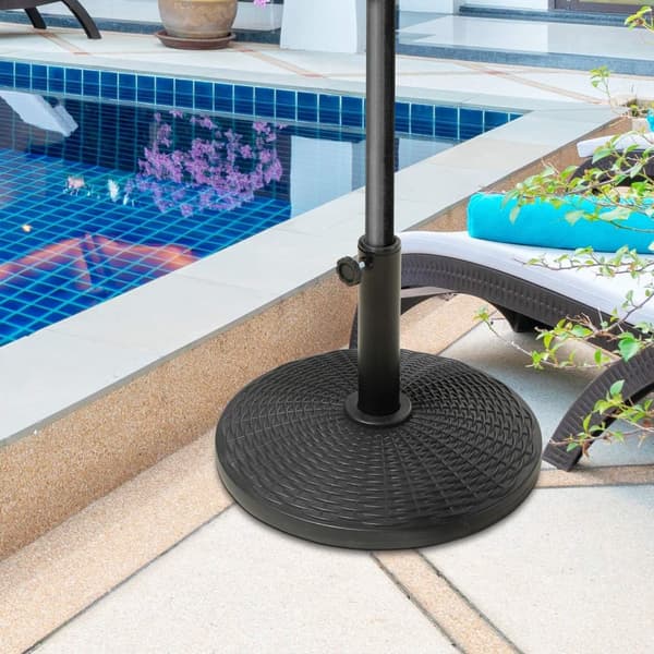 Rootz Round Parasol Stand - Paraply Base - Sunshade Holder - Forbedret stabilitet - Ø 44,5 x 32 cm - sort bronze flettet harpiks