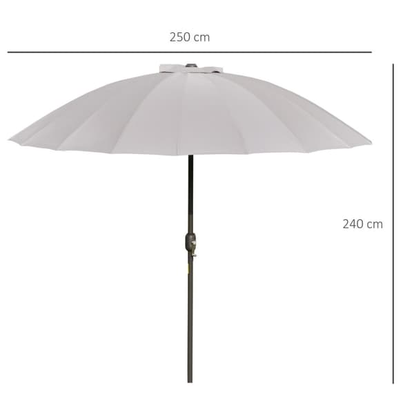 Rootz Pyöreä kallistuspuutarha Parasoli - Ulko sateenvarjo - Sun Shade - UV -suoja - Ø 2,5 m x H 2,4 m tiheä polyesterikangas, metallikuitumassi