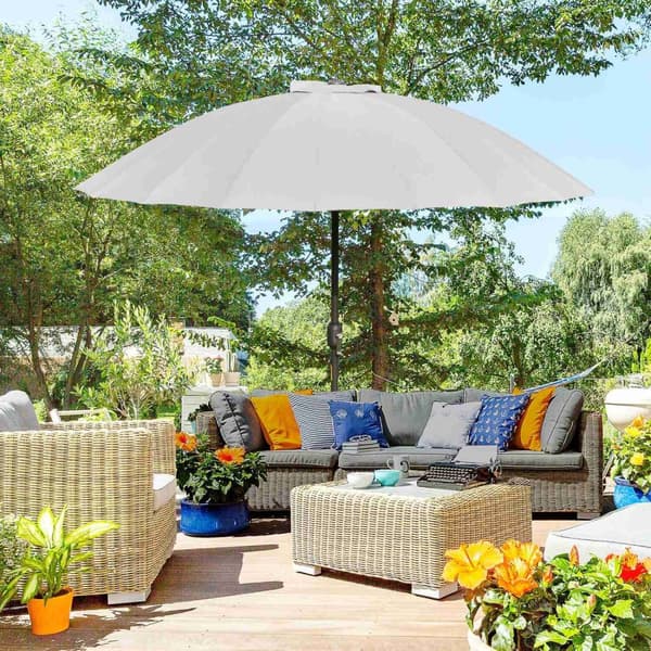 Rootz Pyöreä kallistuspuutarha Parasoli - Ulko sateenvarjo - Sun Shade - UV -suoja - Ø 2,5 m x H 2,4 m tiheä polyesterikangas, metallikuitumassi