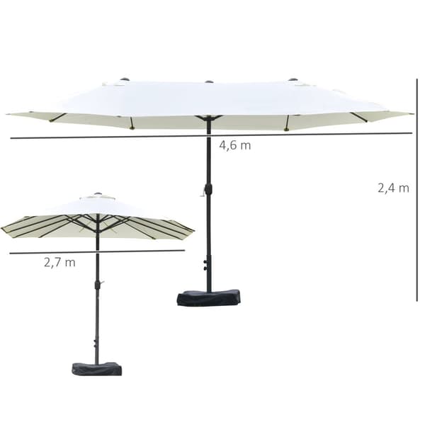 Rootz XXL -puutarhan sateenvarjo - Suuri Parasol - Patio Shade - Kampin aukko - 4,6 m x 2,7 m x 2,4m - Painopussit ja pohja