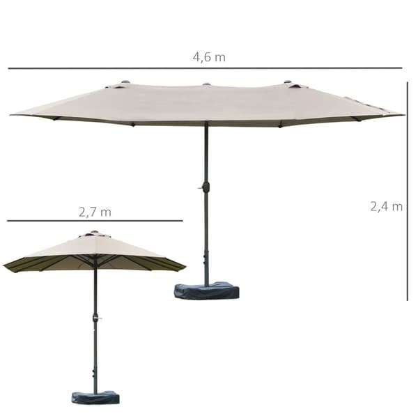 Rootz XXL Garden Parasol - Patio paraply - Udendørs solskærm - High Density Steel & Polyester - 460 cm x 270 cm x 240 cm