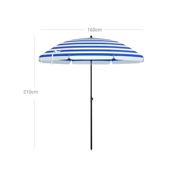 Parasol - Ranta -parasoli UV -suojauksella UPF 50+ - kallistettava - kantolaukulla - sininen/valkoinen raidallinen