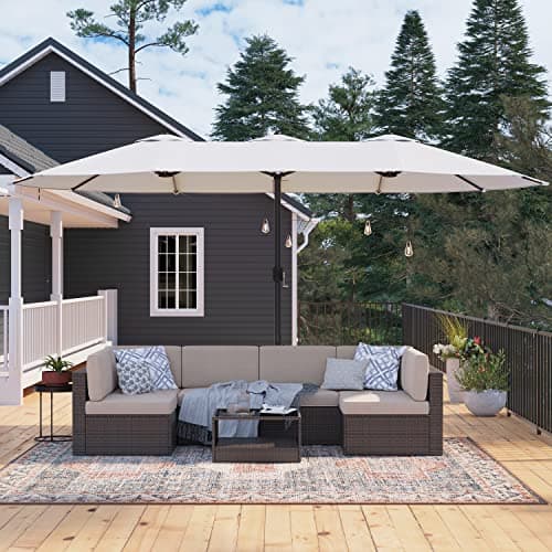 Dobbelt parasol - ekstra stor - med hængende - 460 x 270 cm - beige