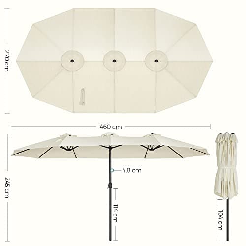 Dobbelt parasol - ekstra stor - med hængende - 460 x 270 cm - beige