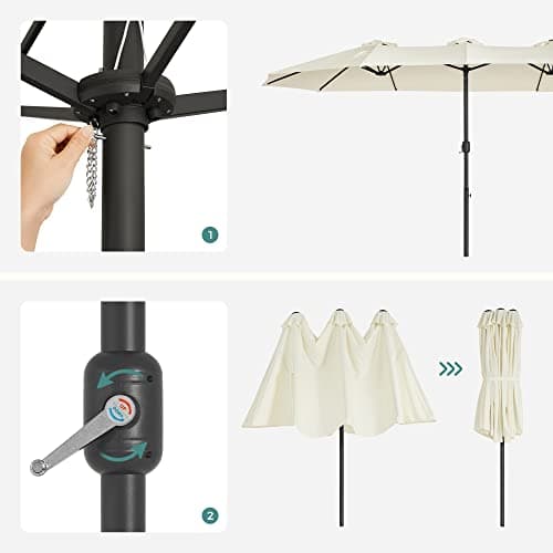 Dobbelt parasol - ekstra stor - med hængende - 460 x 270 cm - beige