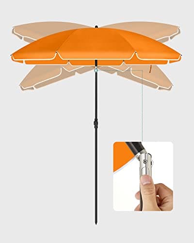 Garden Parasol - Ø 200 cm - Solbeskyttelse - Strandparasol - Orange