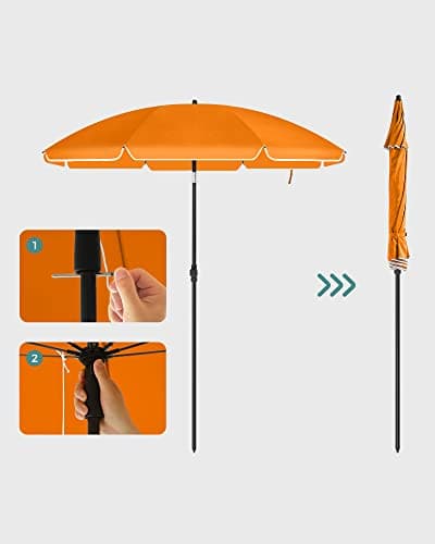 Garden Parasol - Ø 200 cm - Solbeskyttelse - Strandparasol - Orange