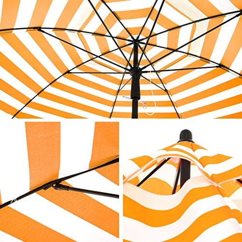 Strandparasol - Ø 160 cm - vikbar - randig orange / vit