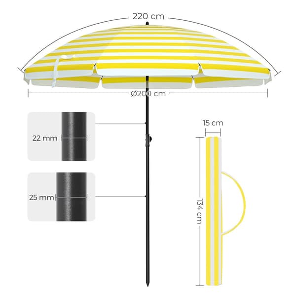 Haveparasol - Ø 200 cm - sammenfoldelig