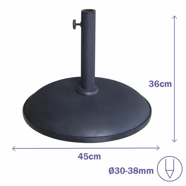 Marbueno Base Parasol Rund Cement 45x36 cm 20KG Sort Have, Pool og Terrasse 10450