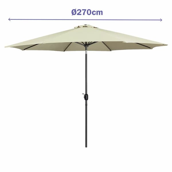 Marbueno Aurinkovarjo Teräs 8 Varret D270 cm Polyesteri Beige Puutarha, Uima-allas, Terassi