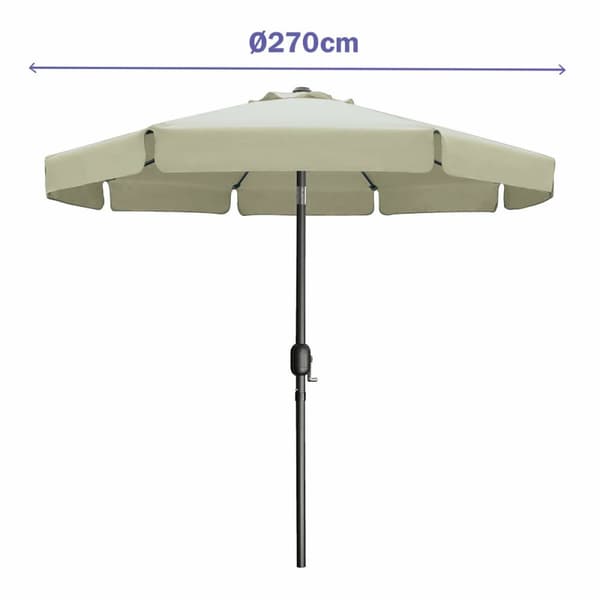 Marbueno Aurinkovarjo Teräs 8 Varsia D270 cm Polyesteri Beige Puutarha, Uima-allas 10488