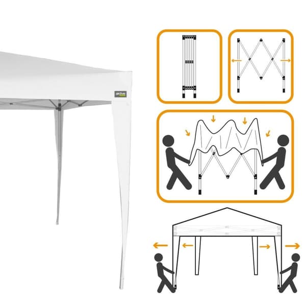 Gazebo Aktive 300 x 250 x 300 cm Stål Hvid Plastik