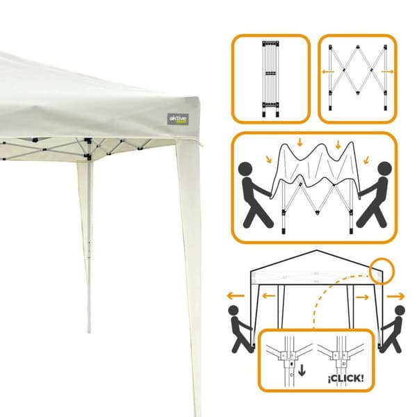 Gazebo Aktive 300 x 250 x 300 cm Klæde Stål Hvid