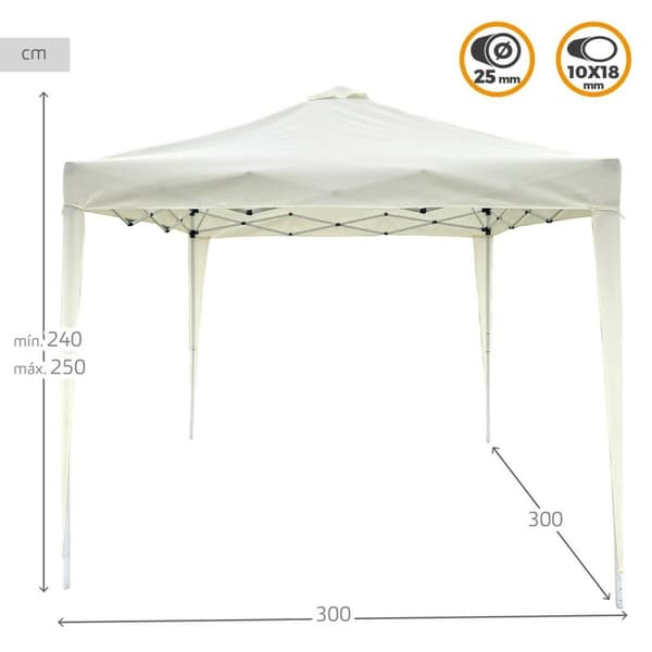 Gazebo Aktive 300 x 250 x 300 cm Klæde Stål Hvid