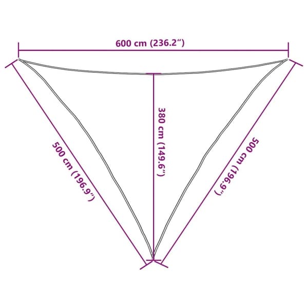 vidaXL solsejl 5x5x6 m 160 g/m² trekantet HDPE sandfarvet