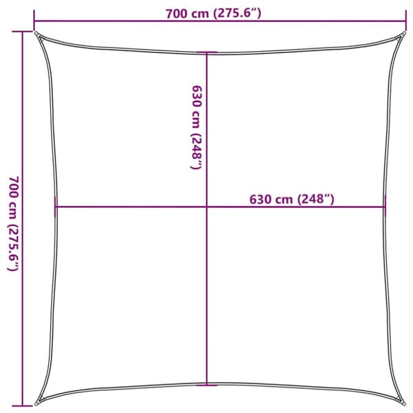 vidaXL solsejl 7x7 m 160 g/m² firkantet HDPE orange