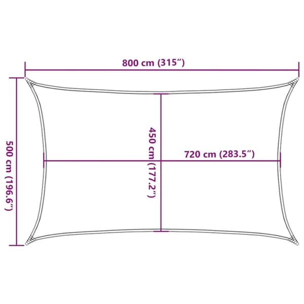 vidaXL solsejl 5x8 m 160 g/m² rektangulær HDPE gul