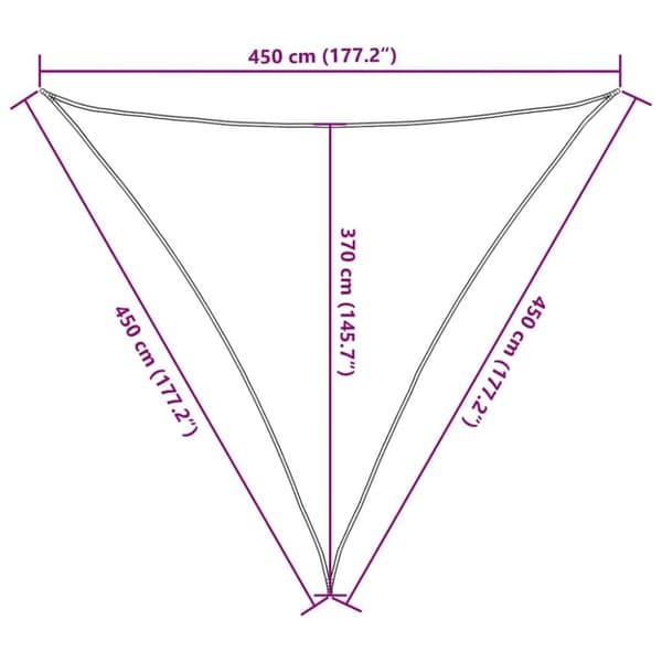 vidaXL Solseil 160 g/m² trekantet gul 4,5x4,5x4,5 m HDPE