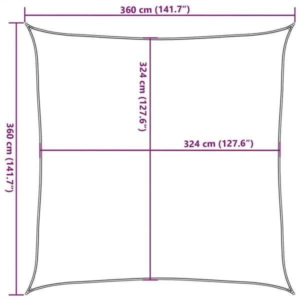 vidaXL Solseil 160 g/m² firkantet blå 3,6x3,6 m HDPE