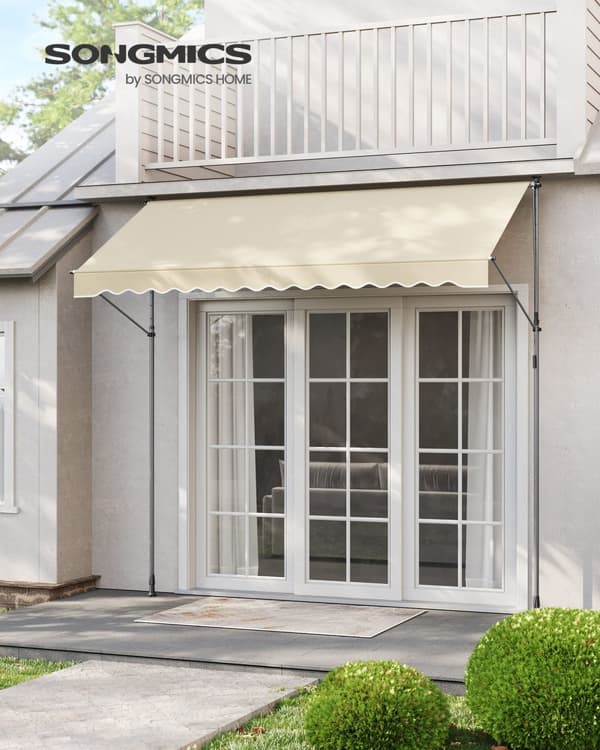 Puristettava markiisi, SONGMICS, 300x120 cm, beige.
