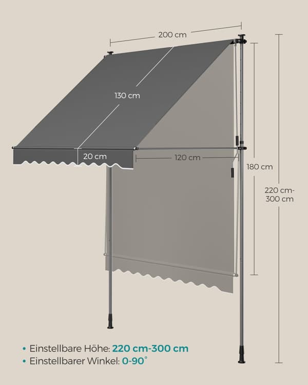 Klemmmarkis, SONGMICS, 350x120 cm, Antracit.