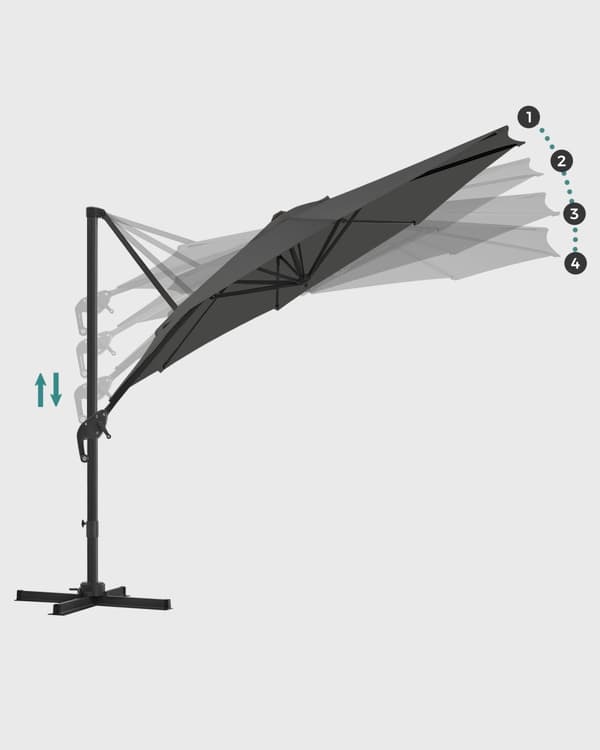 Parasol, SONGMICS, Ø 300 cm, Grå