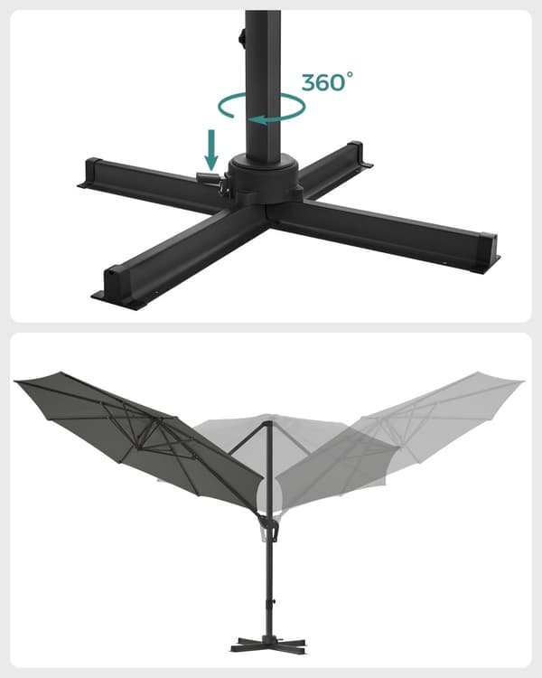 Parasol, SONGMICS, Ø 300 cm, Grå