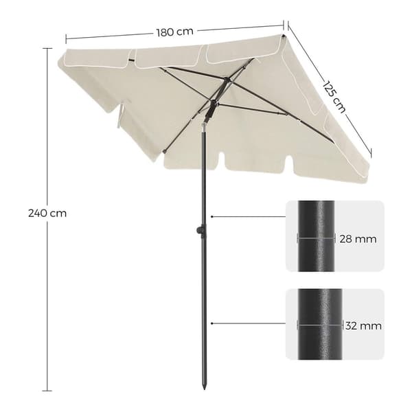 Parasol, SONGMICS, 200x125 cm, Grå