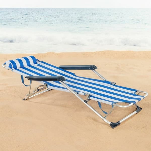Kallistuva aurinkotuoli Aktive tekstilė Alumiini Sininen Valkoinen 153 x 47 x 33 cm