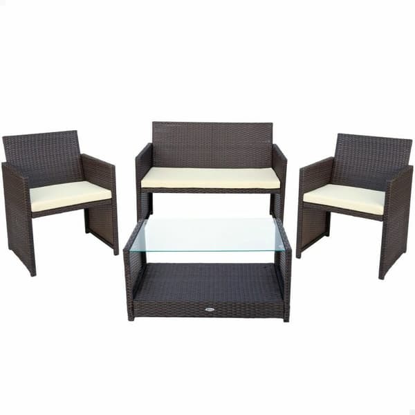 Garden furniture Aktive Rottinki Musta 4 Kappaletta