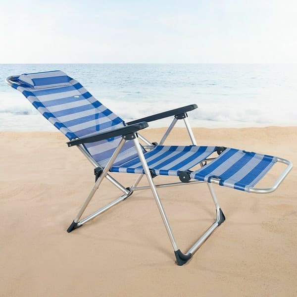 Liggende lounder Aktive Blå Hvid 149 x 49 x 78 cm tekstil Aluminium
